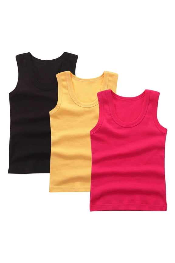 Kids 3 Pack Tank Tops Cotton Tee Summer Sleeveless Soft Basic Undershirts for Boys Girls