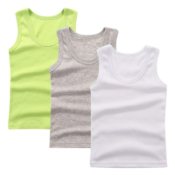 zbxnLI Kids 3 Pack Tank Tops Cotton Tee Summer Sleeveless Soft Basic Undershirts for Boys Girls