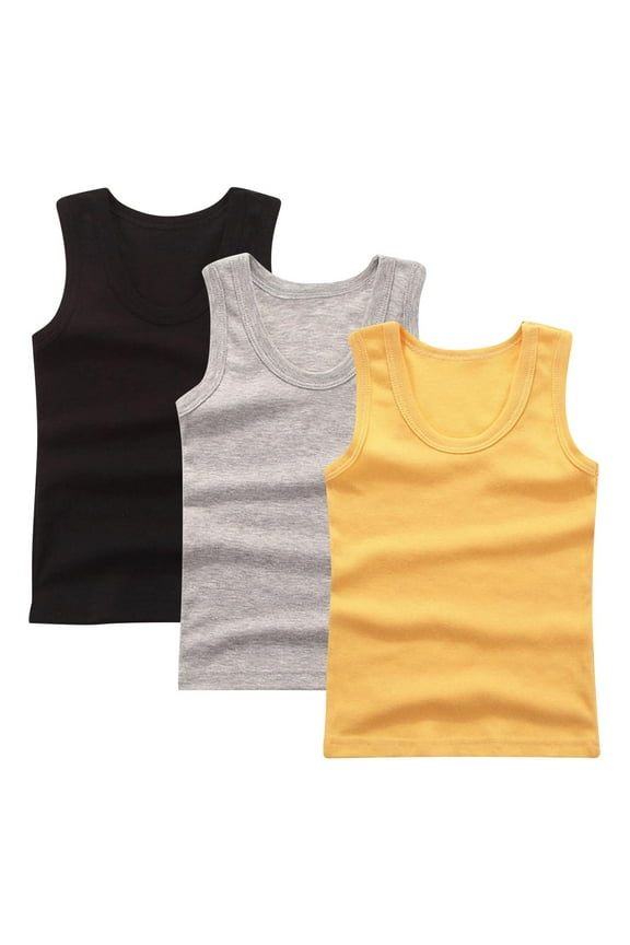 Kids 3 Pack Tank Tops Cotton Tee Summer Sleeveless Soft Basic Undershirts for Boys Girls