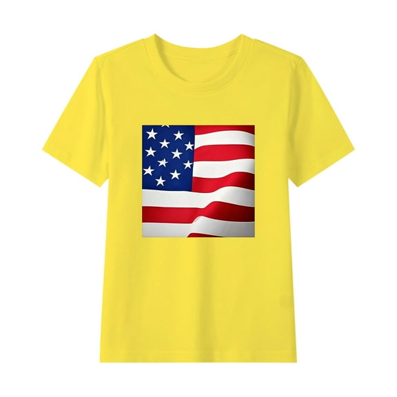 zbxnLI Kids 4th July Shirts Star Printed Short Sleeve T-Shirts Boys Girls Summer Causal Tee Independent Days Tops