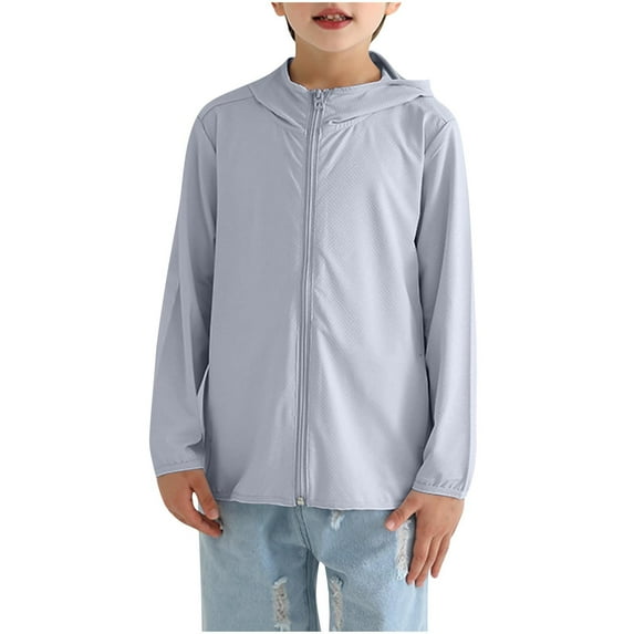 zbxnLI Kids Active Sun Protection Jacket for Boys Girls Hooded Cooling Shirt Fishing Running Outdoor