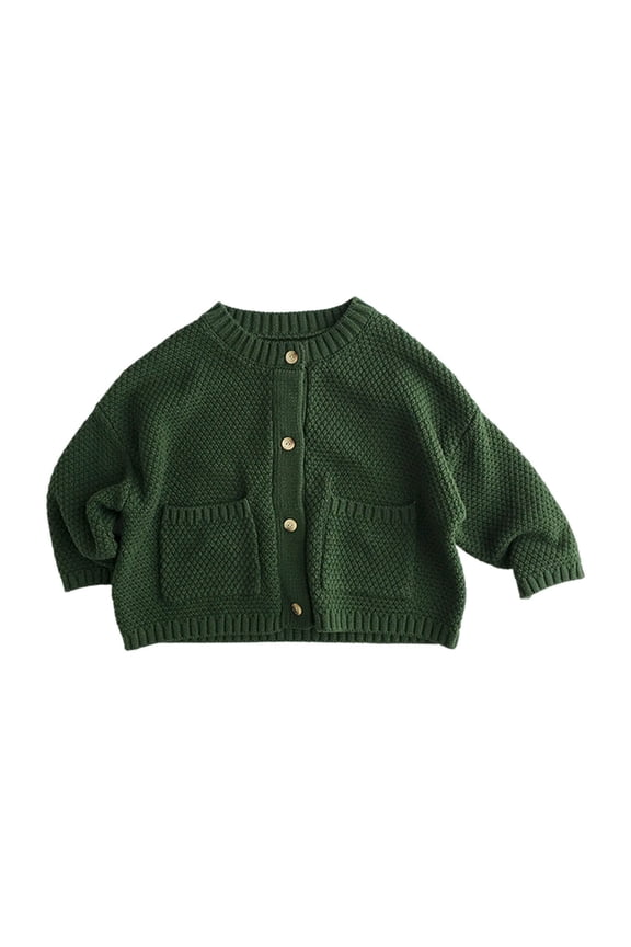 Kids Boys Girls Cardigan Sweaters Button Long Sleeve Open Front Knit Cardigans with Pockets