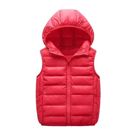 zbxnLI Kids Boys Girls Hooded Puffer Vest Winter Warm Sleeveless Vest Lightweight Outerwear Vests