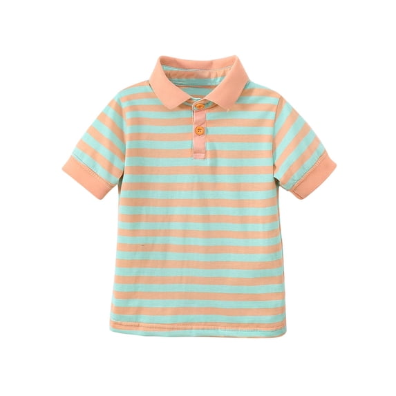 zbxnLI Kids Boys Striped Golf Shirts Comfort Fashion Short Sleeve Summer Lightweight Uniform Tops 5-14 Years
