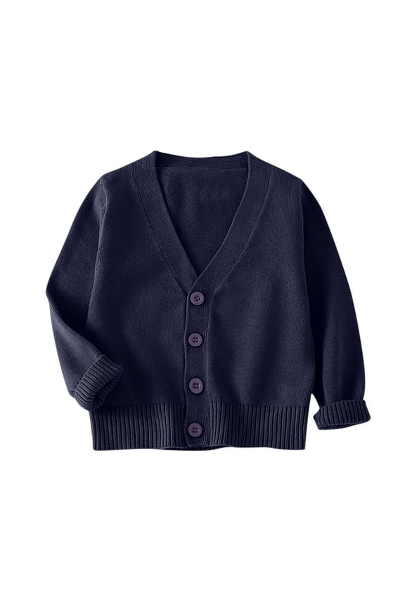 Kids Cardigan Sweater Girls Boys Knit Open Front Button down School Uniform Tops Solid Color
