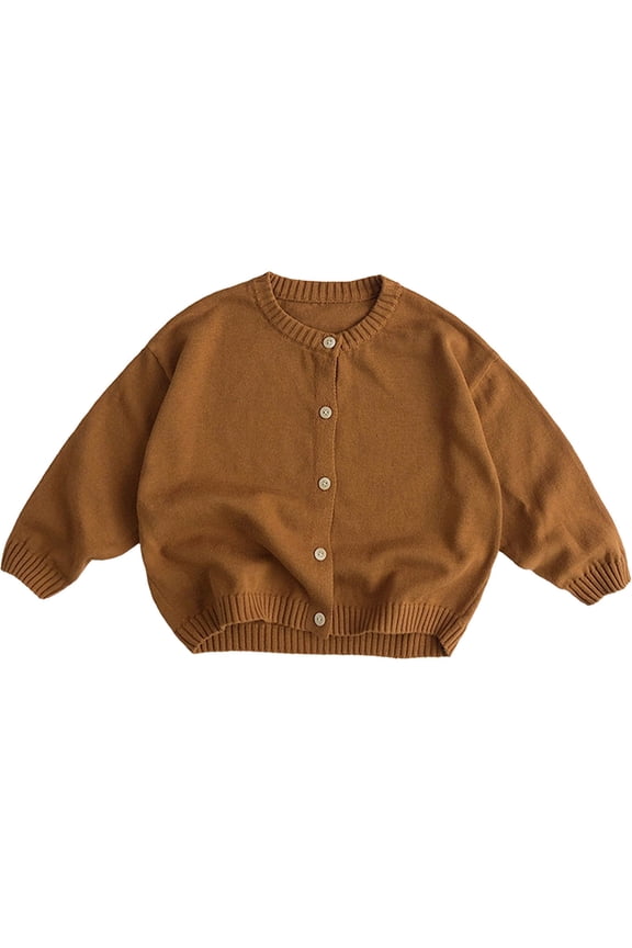 Kids Cardigan Sweaters School Uniform Long Sleeve Crew Neck Knit Cardigans for Toddler Girls Boys