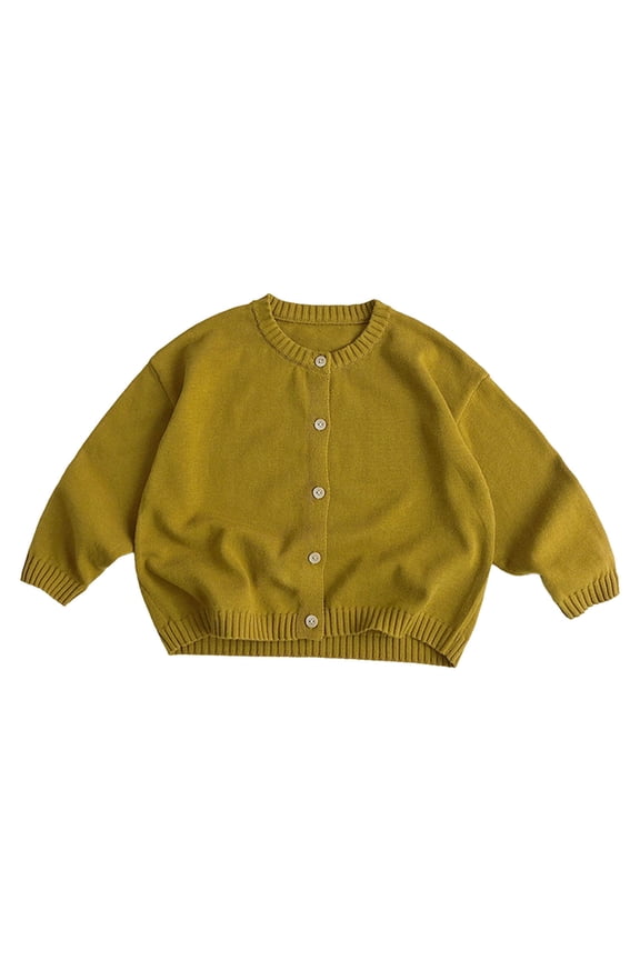 Kids Cardigan Sweaters School Uniform Long Sleeve Crew Neck Knit Cardigans for Toddler Girls Boys