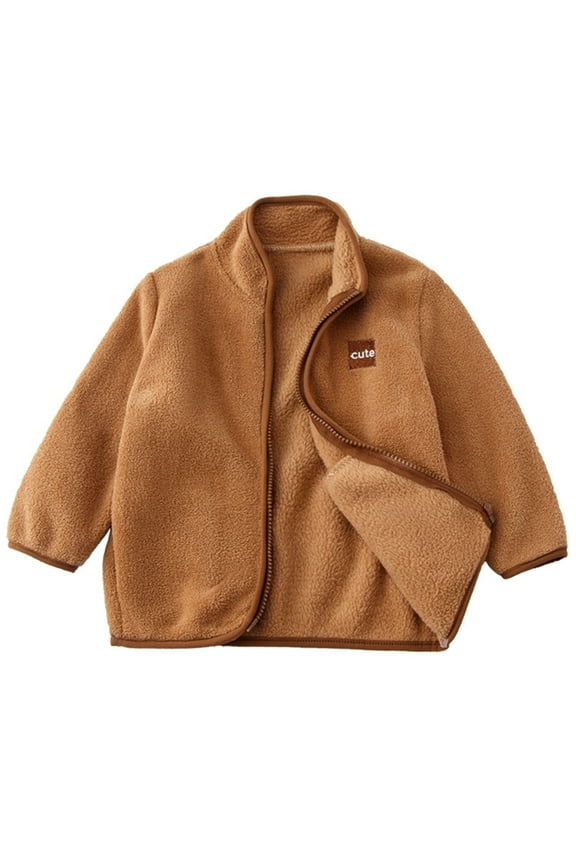 Kids Casual Jackets Fleece Outwear Boys Girls Long Sleeve Zip up Coat Winter Clothes 2-14 Years