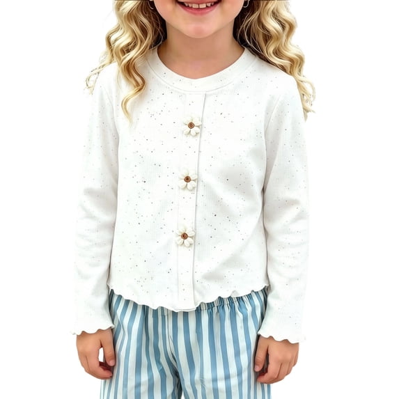zbxnLI Kids Crew Neck Shirts Long Sleeve Casual Fashion Blouses Loose Comfortable Cute Tops for Girls 1-12 Years