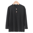 thumbnail image 1 of zbxnLI Kids Girls Boys Long Sleeve Shirts Crewneck Button T-Shirts Comfy Soft Basic Tees Cotton Tops, 1 of 4