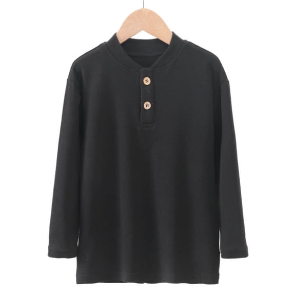 zbxnLI Kids Girls Boys Long Sleeve Shirts Crewneck Button T-Shirts Comfy Soft Basic Tees Cotton Tops