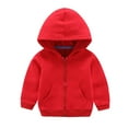 thumbnail image 1 of zbxnLI Kids Girls Boys Zip up Sweatshirts Padded Lined Hoodie Solid Color Warm Winter Jacket with Pockets, 1 of 1