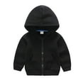 thumbnail image 1 of zbxnLI Kids Girls Boys Zip up Sweatshirts Padded Lined Hoodie Solid Color Warm Winter Jacket with Pockets, 1 of 1