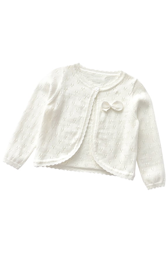 Kids Girls Cardigans Long Sleeve Single Button Knit Cardigan Sweaters Dress Bolero Cover-ups