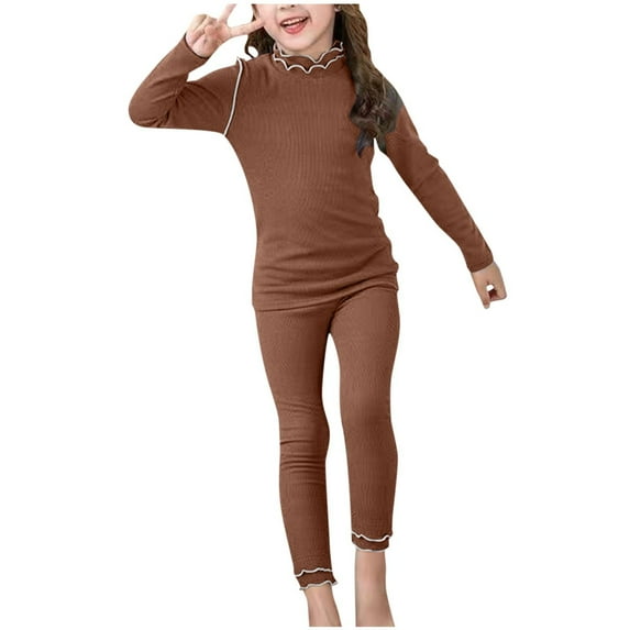 zbxnLI Kids Girls Clothes Sets Mock Turtleneck Long Sleeve Shirts and Long Pants Sets Fall Winter