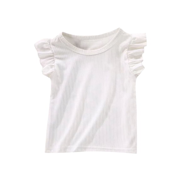 zbxnLI Kids Girls Cotton Tank Tops Ruffled Sleeveless Cute Tank Shirts Little Girls Summer Causal Tanks