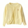 thumbnail image 1 of zbxnLI Kids Girls Crewneck Cardigan Sweaters Knit Long Sleeve Single Button Open Front Cardigans, 1 of 3