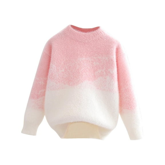 zbxnLI Kids Girls Sweater Boys Long Sleeve Knit Casual Crew Neck Sweaters Pullover Tops 3-12 Years