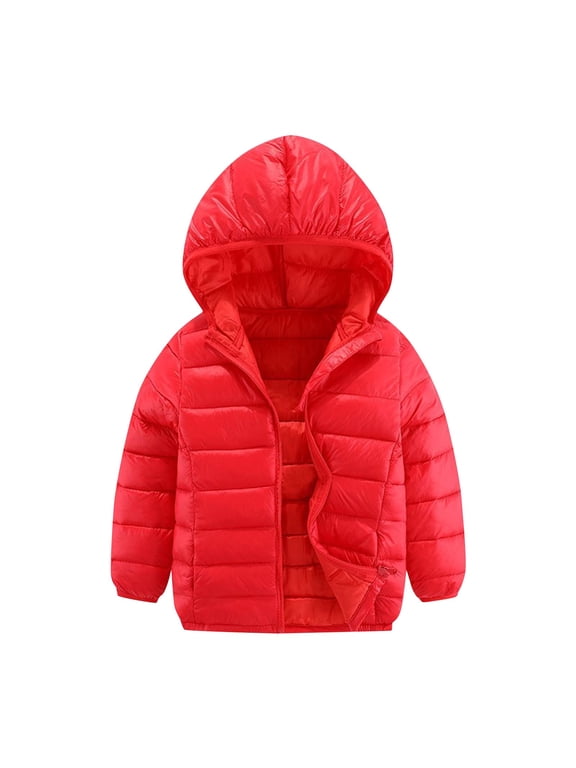 Kids Puffer Jackets Hoodies Full Zipper Quilted Long Sleeve Thermal Jacket Fall Winter Warm Lightweight Outwear 3-16 Years