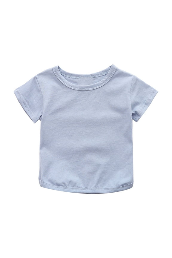 Kids T-Shirts Toddler Girls Boys Short Sleeve Plain Basic Tee Baby Cotton Shirts Summer Clothes