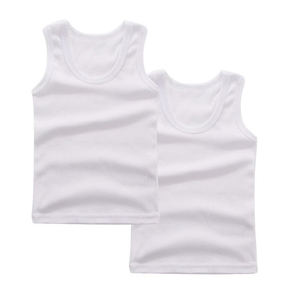 zbxnLI Kids Tank Tops 2 Pack Toddler Boys Girls Cotton Basic Undershirts Sleeveless Shirts Solid Color