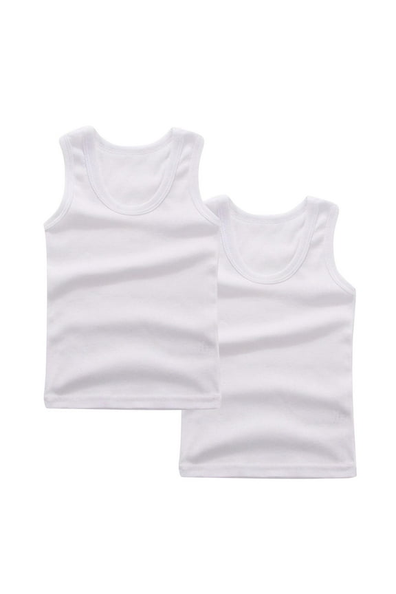 Kids Tank Tops 2 Pack Toddler Boys Girls Cotton Basic Undershirts Sleeveless Shirts Solid Color