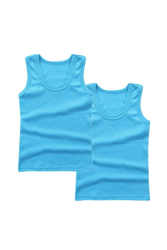 Kids Tank Tops 2 Pack Toddler Boys Girls Cotton Basic Undershirts Sleeveless Shirts Solid Color