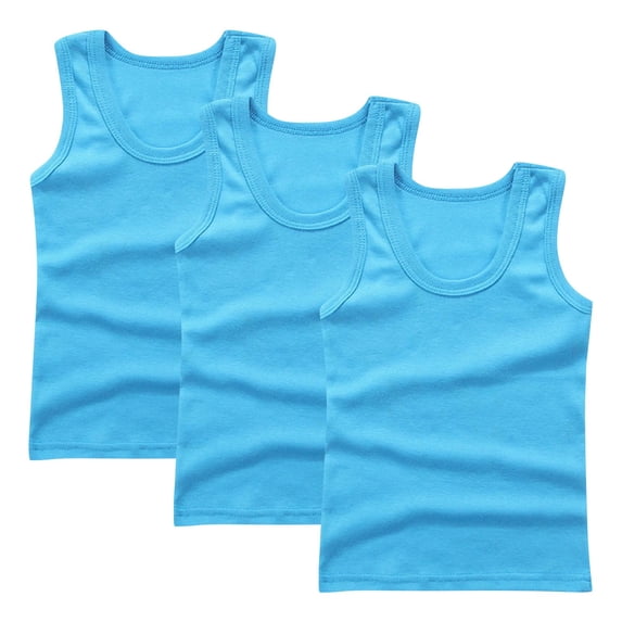 zbxnLI Kids Tank Tops 3 Pack Toddler Boys Girls Cotton Basic Undershirts Sleeveless Shirts Solid Color