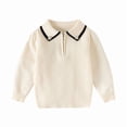 thumbnail image 1 of zbxnLI Kids Toddler Girls Boys Uniform Sweater Half Zip Long Sleeve Knit Tops School Pullover Sweaters, 1 of 7