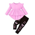 thumbnail image 1 of zbxnLI Kids Toddler Girls Clothes Fall Outfits Ruffle Long Sleeve Shirts Tops Butterfly Pants Fall Winter Sets, 1 of 8
