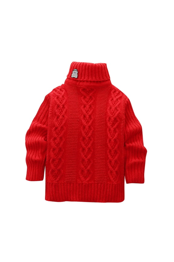 Kids Turtleneck Sweater Girls Boys Cable Knit Pullover Sweater Long Sleeve Winter Warm Tops