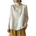 thumbnail image 1 of zbxnLI L-4XL Cotton Linen Tanks for Women Summer Casual Stylish Loose Breathable Lightweight Sleeveless Tops, 1 of 3