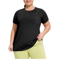 thumbnail image 1 of zbxnLI L-4XL Womens Workout Tops Plus Size Short Sleeve Shirts Breathable Quick Dry Athletic Tees, 1 of 7