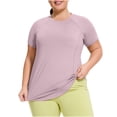 thumbnail image 1 of zbxnLI L-4XL Womens Workout Tops Plus Size Short Sleeve Shirts Breathable Quick Dry Athletic Tees, 1 of 7