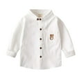 thumbnail image 1 of zbxnLI Little Boys Button down Shirts Cotton Dress Shirts Fall Tops Long Sleeve School Uniform Tops, 1 of 3