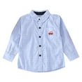 thumbnail image 1 of zbxnLI Little Boys Button down Shirts Striped Dress Shirt Long Sleeve Collared Tops for Toddler Boys, 1 of 3