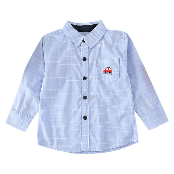 zbxnLI Little Boys Button down Shirts Striped Dress Shirt Long Sleeve Collared Tops for Toddler Boys