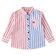 thumbnail image 1 of zbxnLI Little Boys Button down Shirts Striped Dress Shirt Long Sleeve Collared Tops for Toddler Boys, 1 of 3