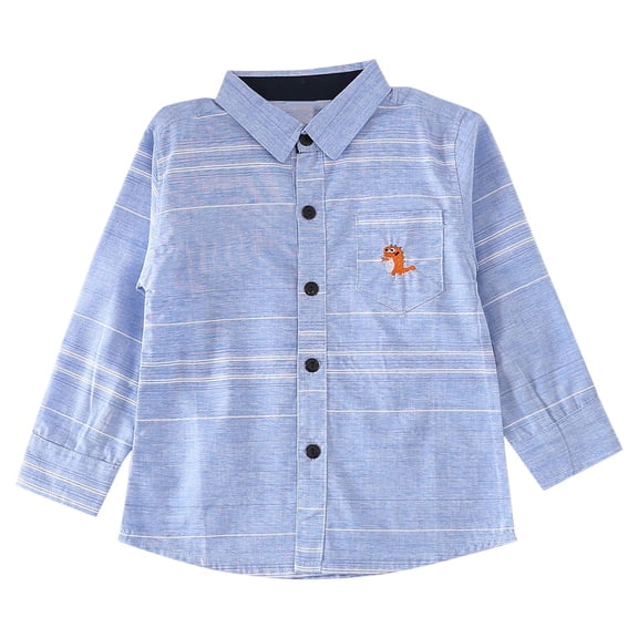 zbxnLI Little Boys Button down Shirts Striped Dress Shirt Long Sleeve Collared Tops for Toddler Boys