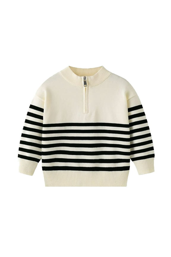 Little Boys Half Zip Sweater School Uniform Causal Long Sleeve Knit Pullover Sweaters Fall Tops