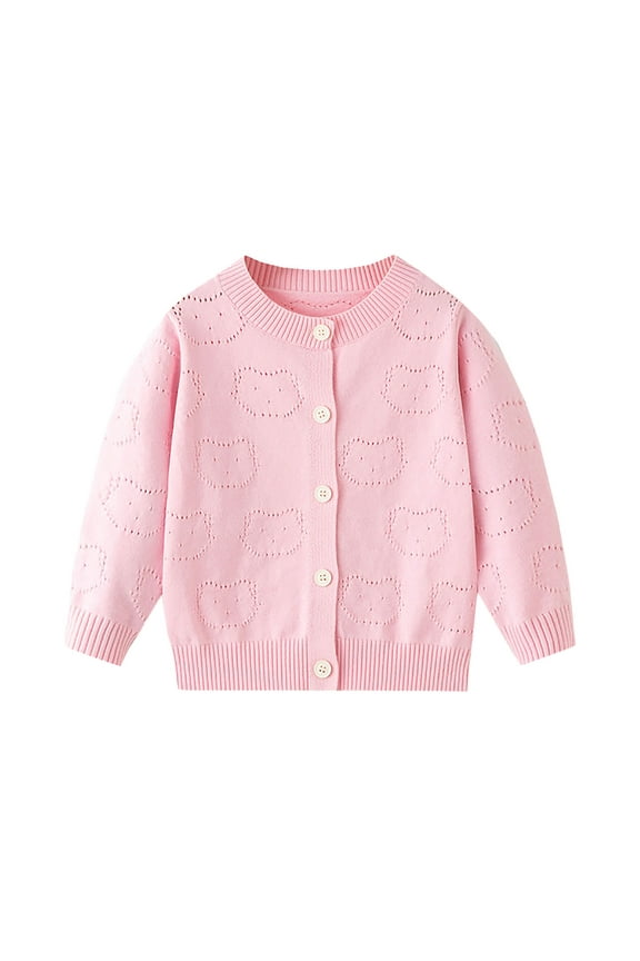 Little Girl Cardigan Sweaters Hollow out Long Sleeve Knit Open Front Spring Fall Cardigans