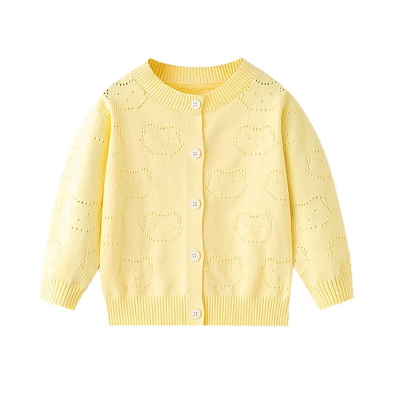 zbxnLI Little Girl Cardigan Sweaters Hollow out Long Sleeve Knit Open Front Spring Fall Cardigans