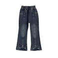 thumbnail image 1 of zbxnLI Little Girls Bootcut Jeans Stretch Waist Flare Leg Jeans Toddler Girls Denim Pants with Pockets, 1 of 3