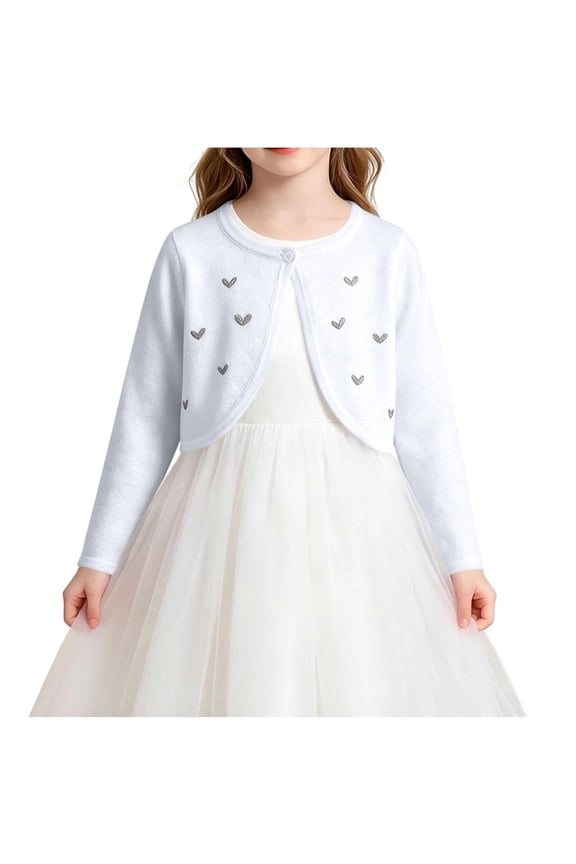Little Girls Cardigan Long Sleeve Cropped Knit Sweater Tops Cute Casual Fashion Coat for Dress