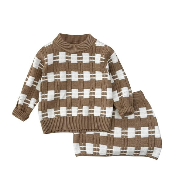 zbxnLI Little Girls Clothes Outfits 2 Piece Long Sleeve Sweater   Skirt Sets for Toddler Girls Fall Winter