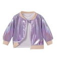 thumbnail image 1 of zbxnLI Little Girls Metallic Jacket Toddler Girls Zipper Long Sleeve Party Outerwear Cute Coat Girls, 1 of 8