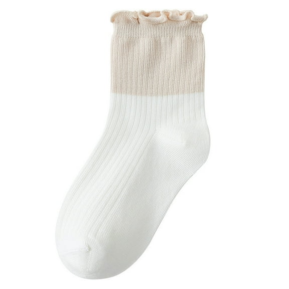 zbxnLI Little Girls Ruffle Socks Color Block Frill Turn Cuff Ankle Socks Cotton Crew Socks for Toddler Girls