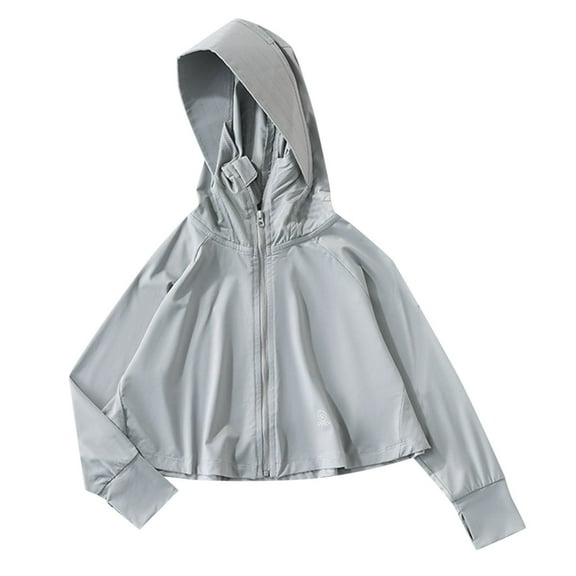 zbxnLI Little Girls Sun Protection Jacket Full Zip Long Sleeve Outdoor Running Fishing Coat Outerwear