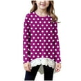 thumbnail image 1 of zbxnLI Little and Big Girls Long Sleeve Shirts Polka Dot Printed Graphic T-Shirts Basic Tee Fall Blouses, 1 of 6