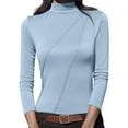 thumbnail image 1 of zbxnLI Long Sleeve Shirts for Women Mock Turtleneck Basic Tee Shirt Pleated Casual Fall Winter Tunic Tops, 1 of 6